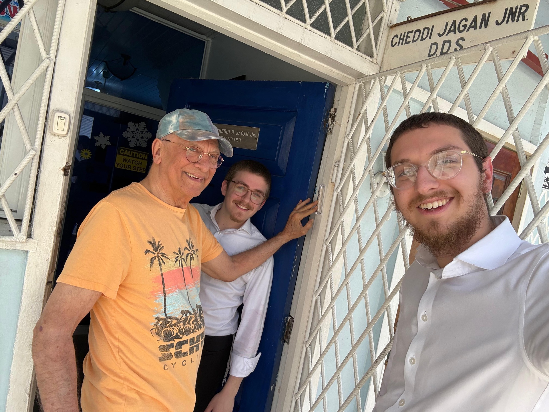 Visiting a community member at his dental practice